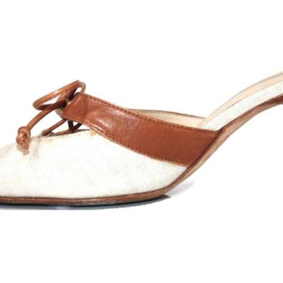Michael Kors Canvas Leather Mule Heels Size 6.5 - Picture 7 of 7